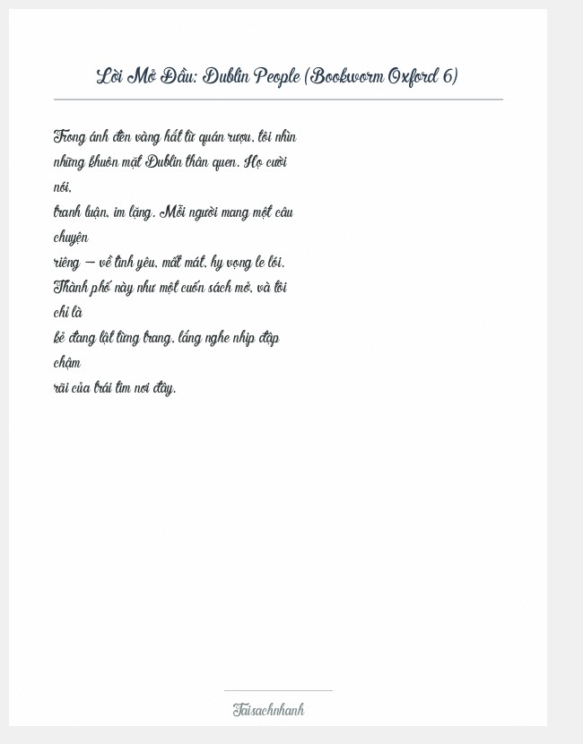 Trích đoạn Dublin People (Bookworm Oxford 6)