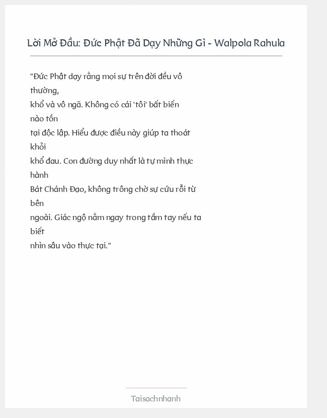 Trích đoạn Đức Phật Đã Dạy Những Gì - Walpola Rahula