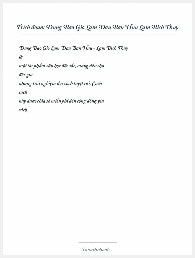 Trích đoạn Dung Bao Gio Lam Dau Ban Huu Lam Bich Thuy