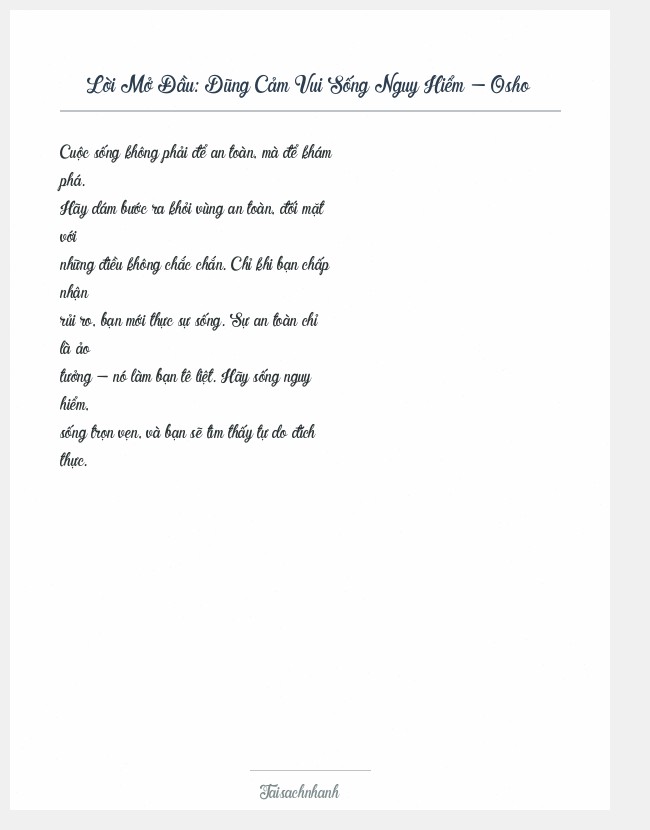 Trích đoạn Dũng Cảm Vui Sống Nguy Hiểm - Osho