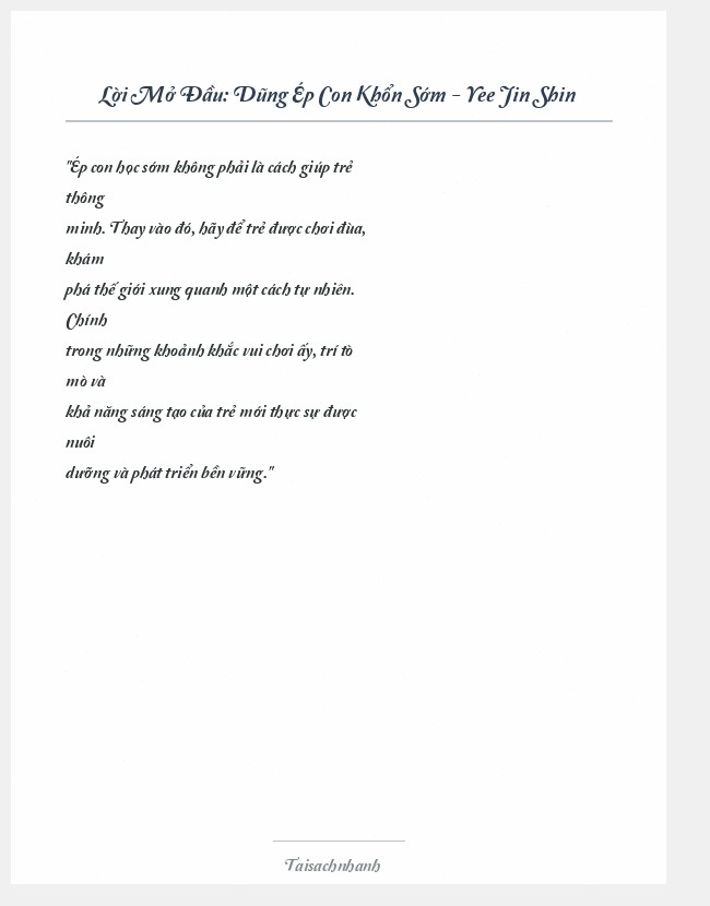 Trích đoạn Dũng Ép Con Khổn Sớm - Yee Jin Shin