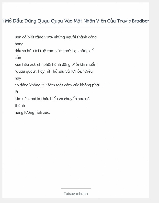 Trích đoạn Đừng Quạu Quạu Vào Mặt Nhân Viên Của Travis Bradberry