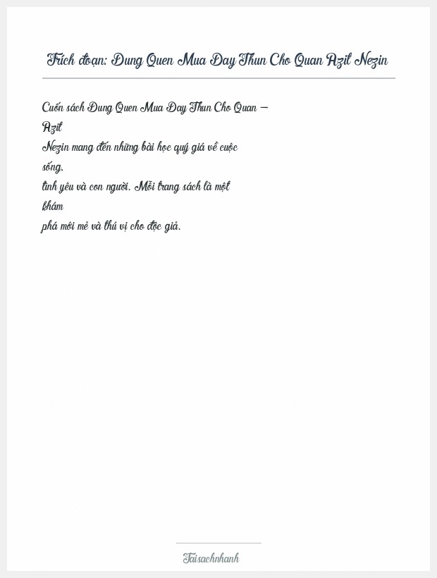 Trích đoạn Dung Quen Mua Day Thun Cho Quan Azit Nezin