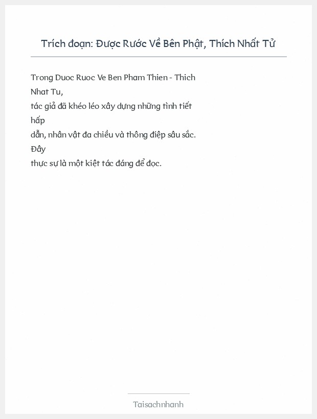 Trích đoạn Được Rước Về Bên Phật, Thích Nhất Tử