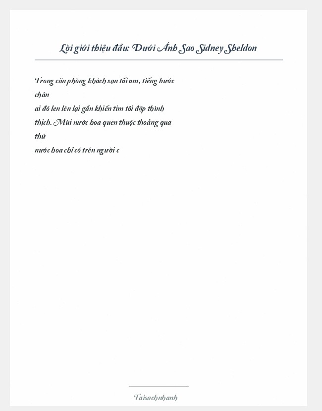 Trích đoạn Dưới Ánh Sao Sidney Sheldon