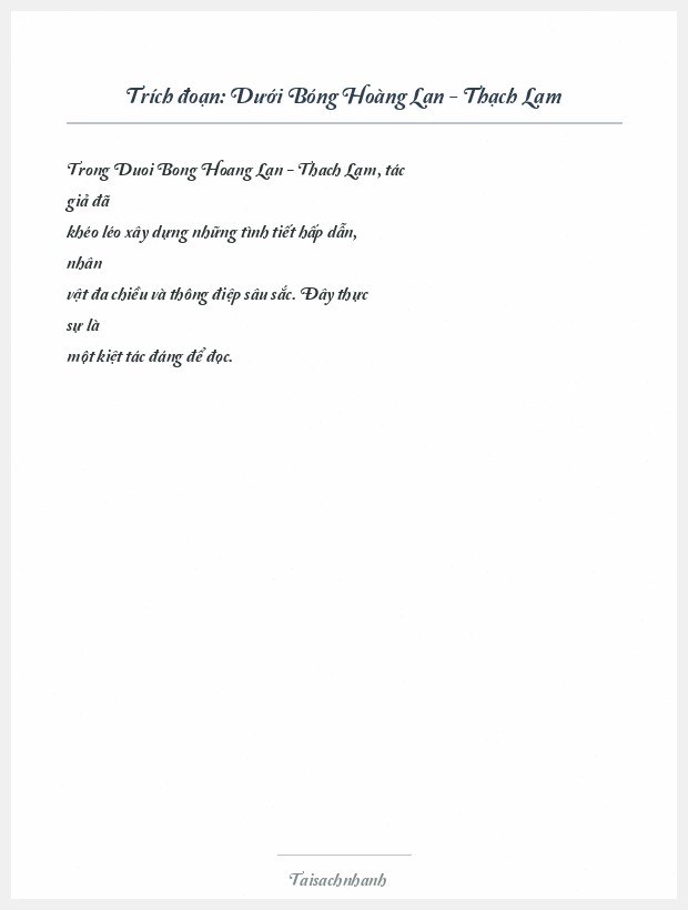 Trích đoạn Dưới Bóng Hoàng Lan - Thạch Lam