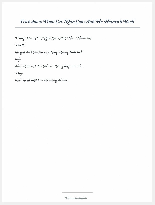 Trích đoạn Duoi Cai Nhin Cua Anh He Heinrich Boell