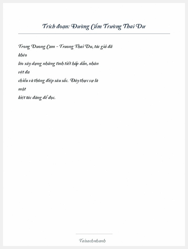 Trích đoạn Đường Cẩm Trường Thai Dư