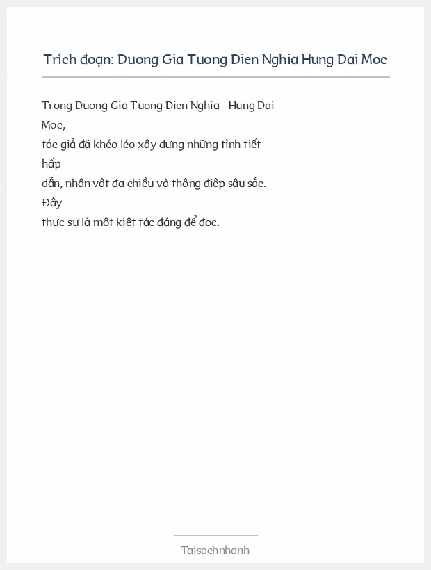 Trích đoạn Duong Gia Tuong Dien Nghia Hung Dai Moc
