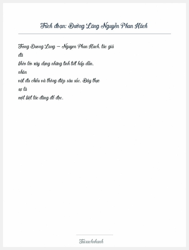 Trích đoạn Đường Lăng Nguyễn Phan Hách