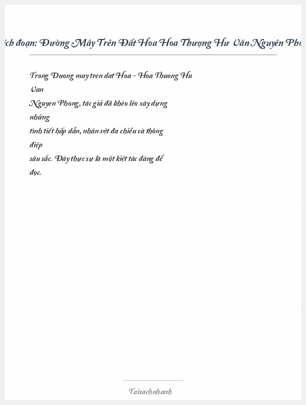 Trích đoạn Đường Mây Trên Đất Hoa Hoa Thượng Hư Văn Nguyên Phong