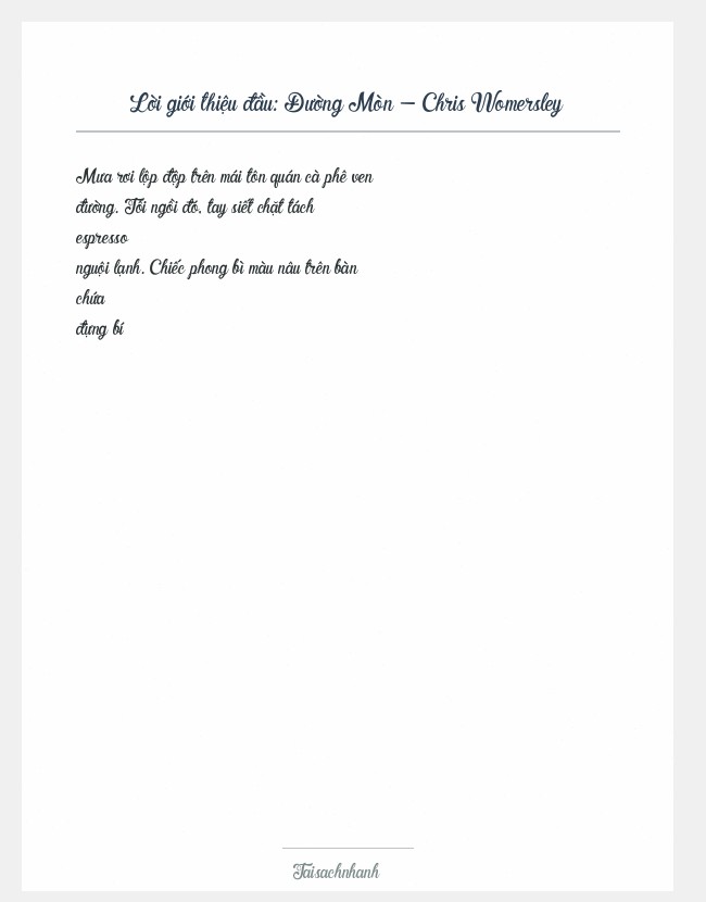 Trích đoạn Đường Mòn - Chris Womersley