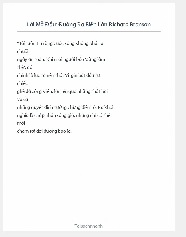 Trích đoạn Đường Ra Biển Lớn Richard Branson