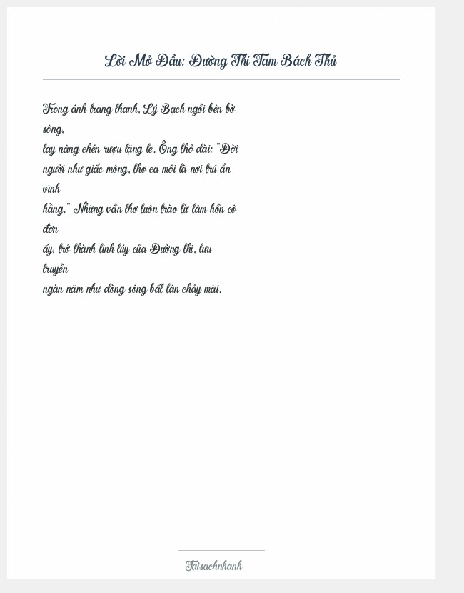 Trích đoạn Đường Thi Tam Bách Thủ