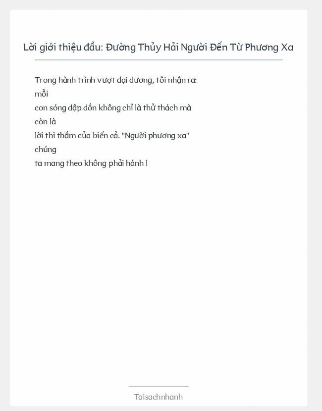 Trích đoạn Đường Thủy Hải Người Đến Từ Phương Xa