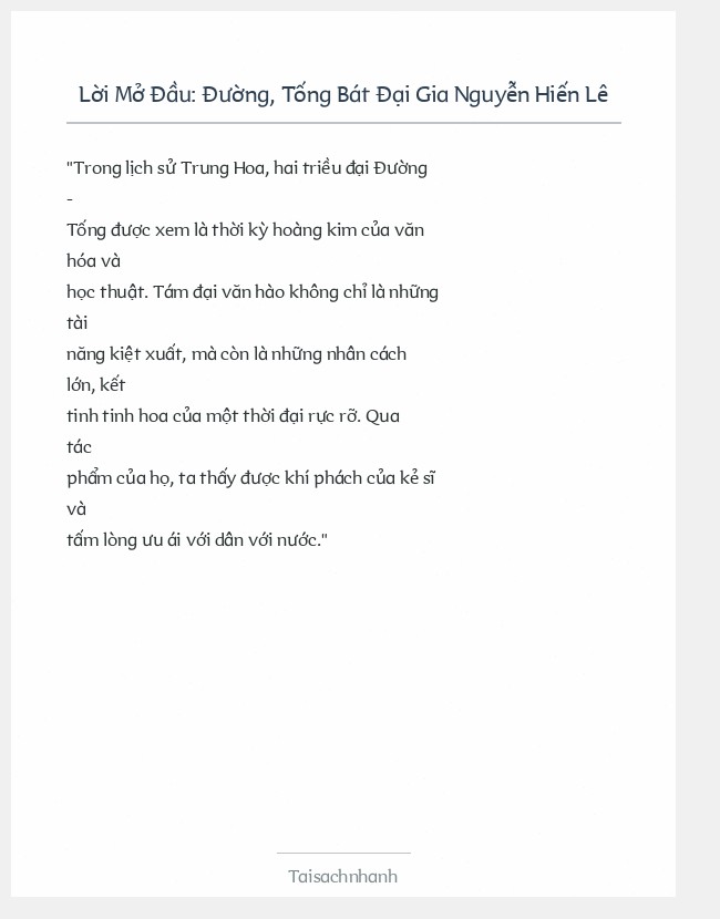 Trích đoạn Đường, Tống Bát Đại Gia Nguyễn Hiến Lê