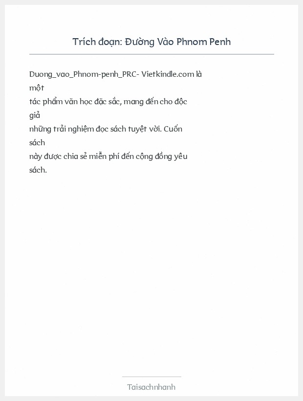 Trích đoạn Đường Vào Phnom Penh