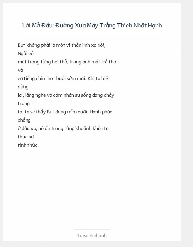 Trích đoạn Đường Xưa Mây Trắng Thích Nhất Hạnh