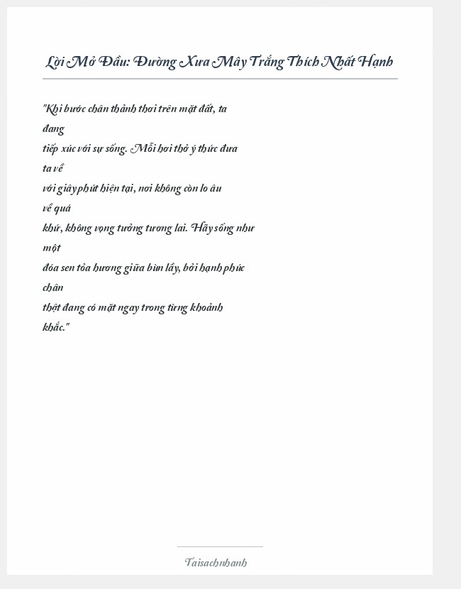Trích đoạn Đường Xưa Mây Trắng Thích Nhất Hạnh