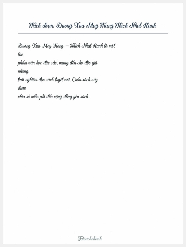 Trích đoạn Duong Xua May Trang Thich Nhat Hanh