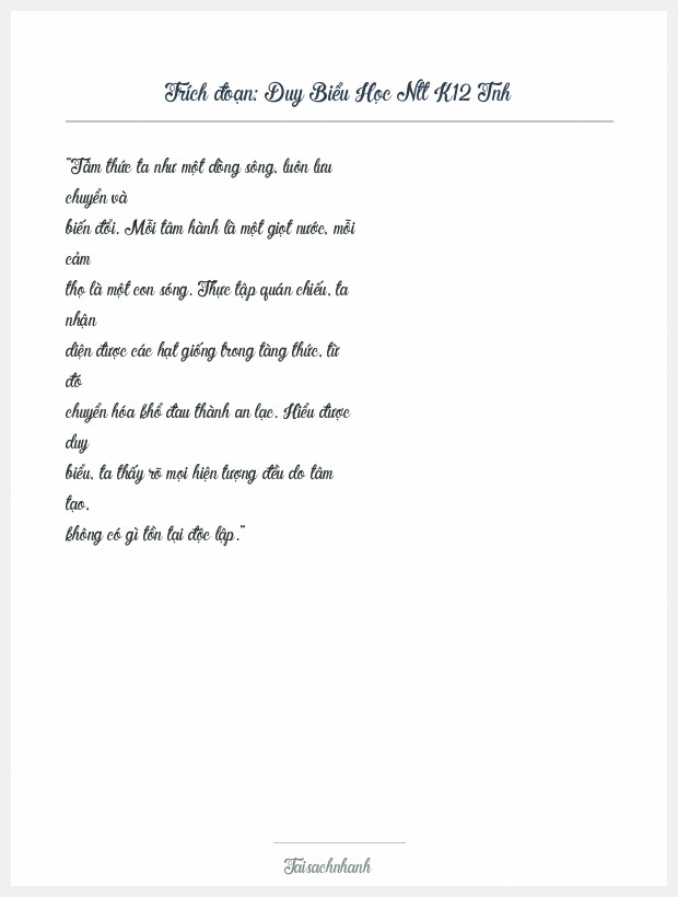 Trích đoạn Duy Biểu Học Ntt K12 Tnh