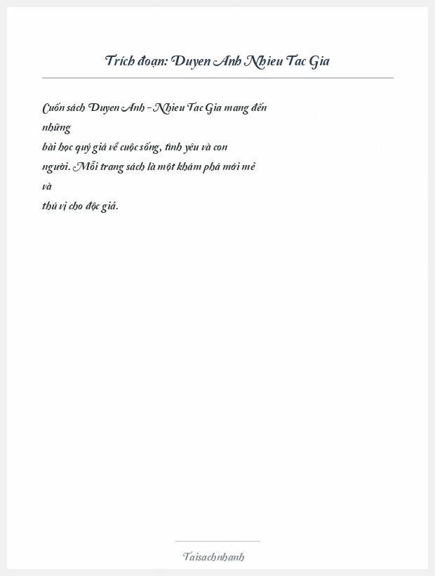 Trích đoạn Duyen Anh Nhieu Tac Gia