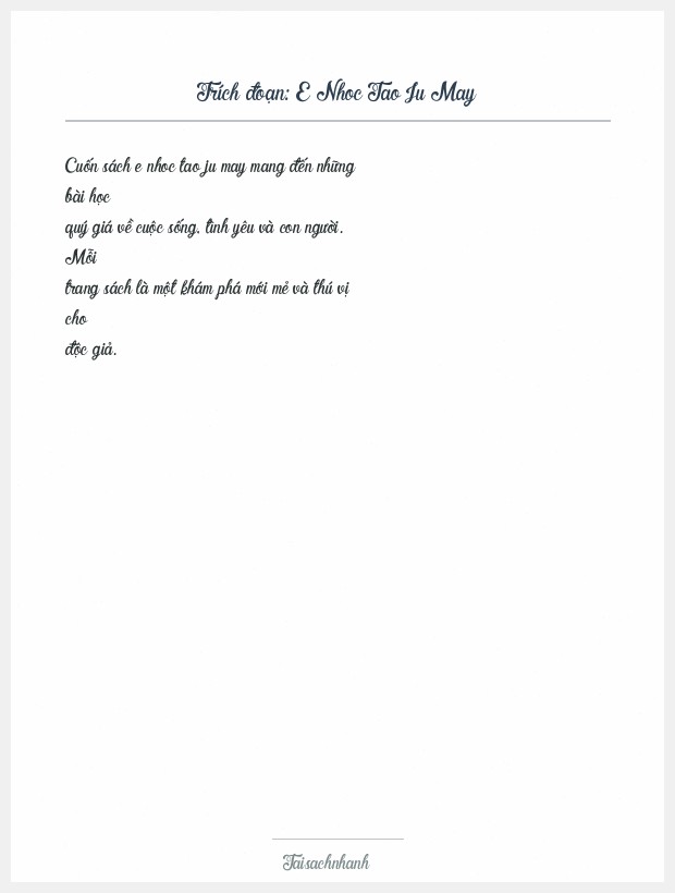 Trích đoạn E Nhoc Tao Ju May