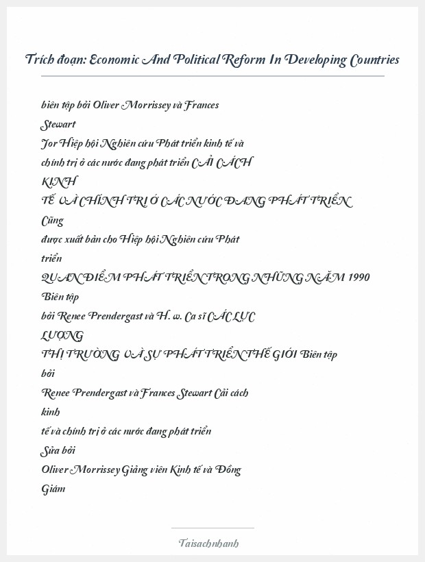 Trích đoạn Economic And Political Reform In Developing Countries