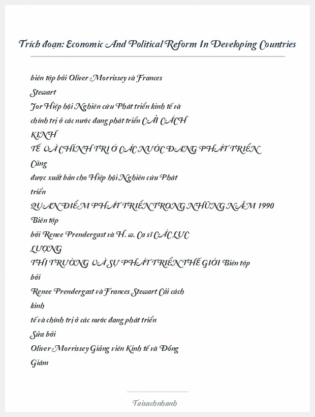 Trích đoạn Economic And Political Reform In Developing Countries