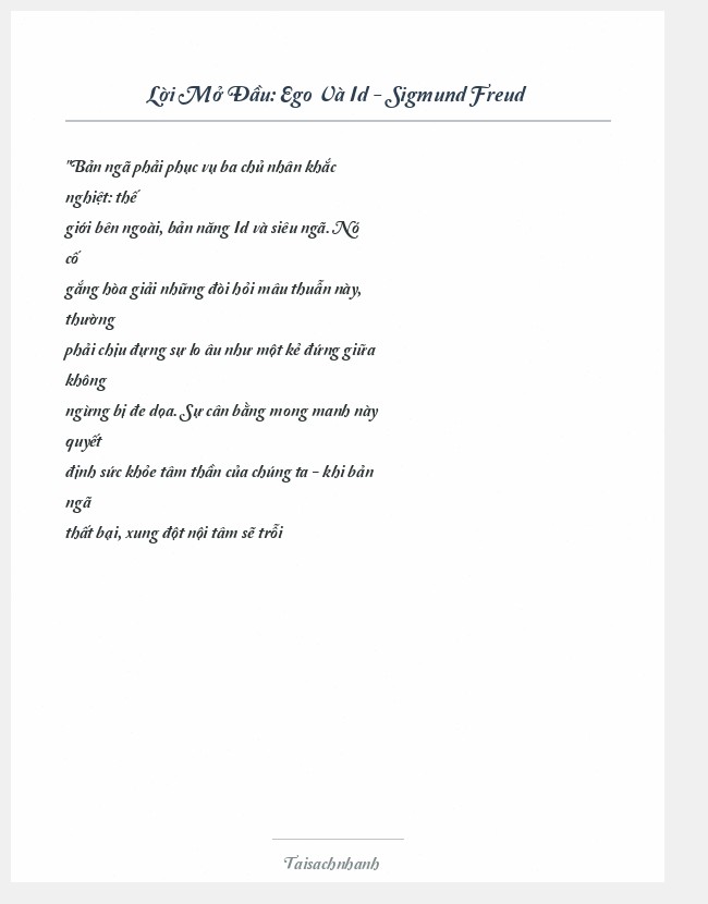 Trích đoạn Ego Và Id - Sigmund Freud