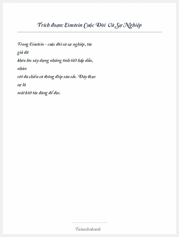 Trích đoạn Einstein Cuộc Đời Và Sự Nghiệp