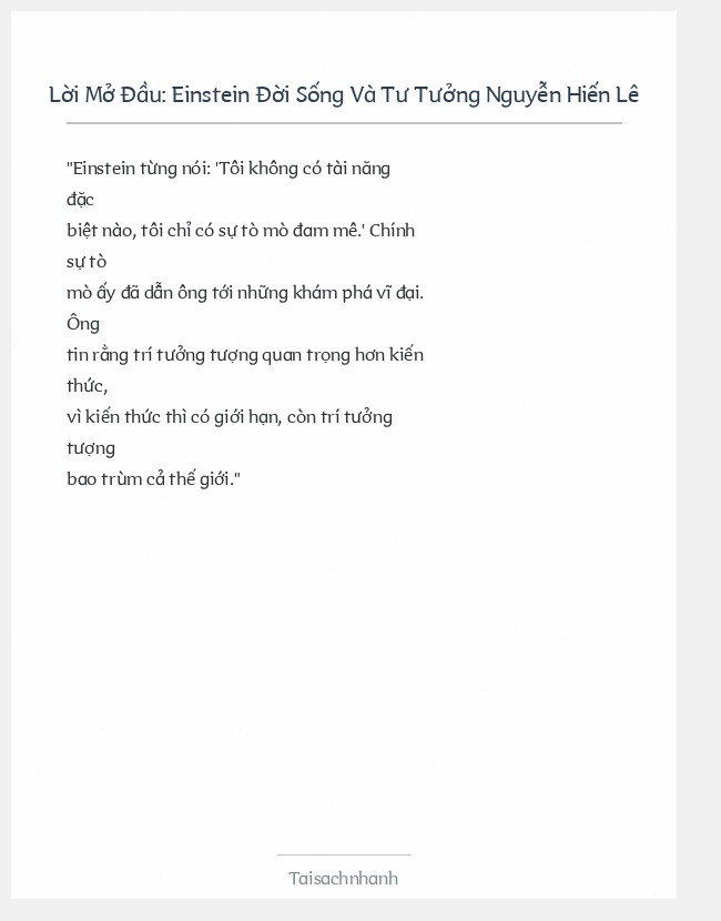 Trích đoạn Einstein Đời Sống Và Tư Tưởng Nguyễn Hiến Lê