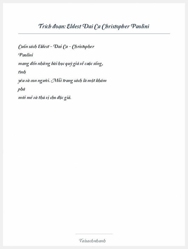 Trích đoạn Eldest Dai Ca Christopher Paolini