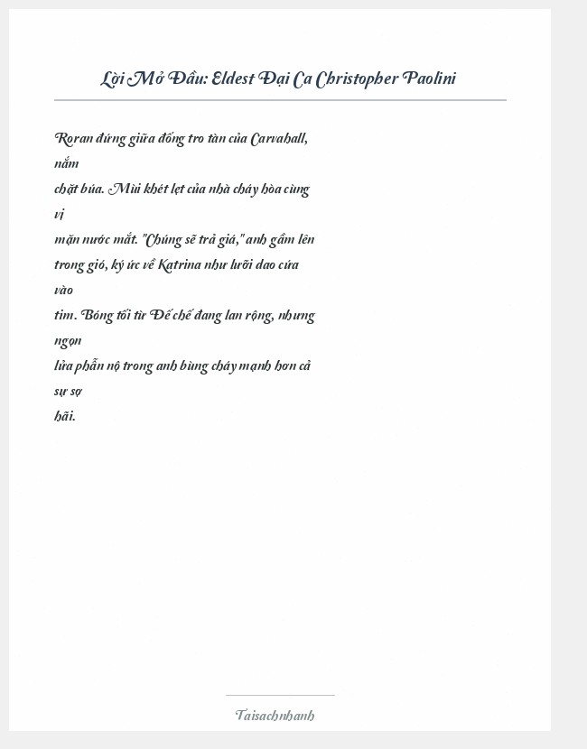 Trích đoạn Eldest Đại Ca Christopher Paolini