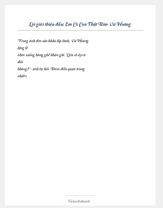 Trích đoạn Em Có Con Thật Bím Vũ Hoàng