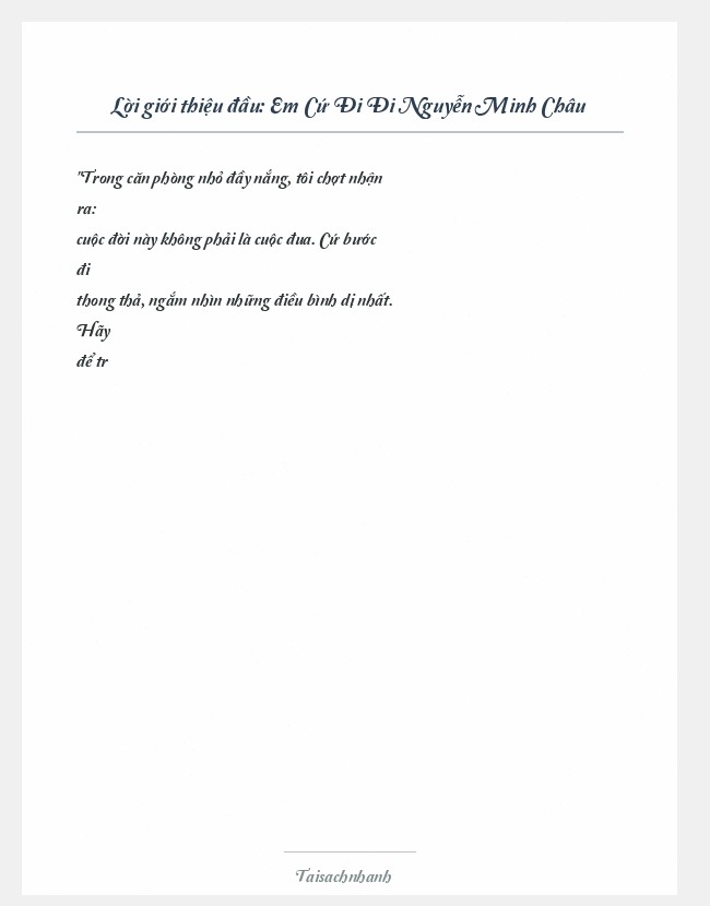 Trích đoạn Em Cứ Đi Đi Nguyễn Minh Châu