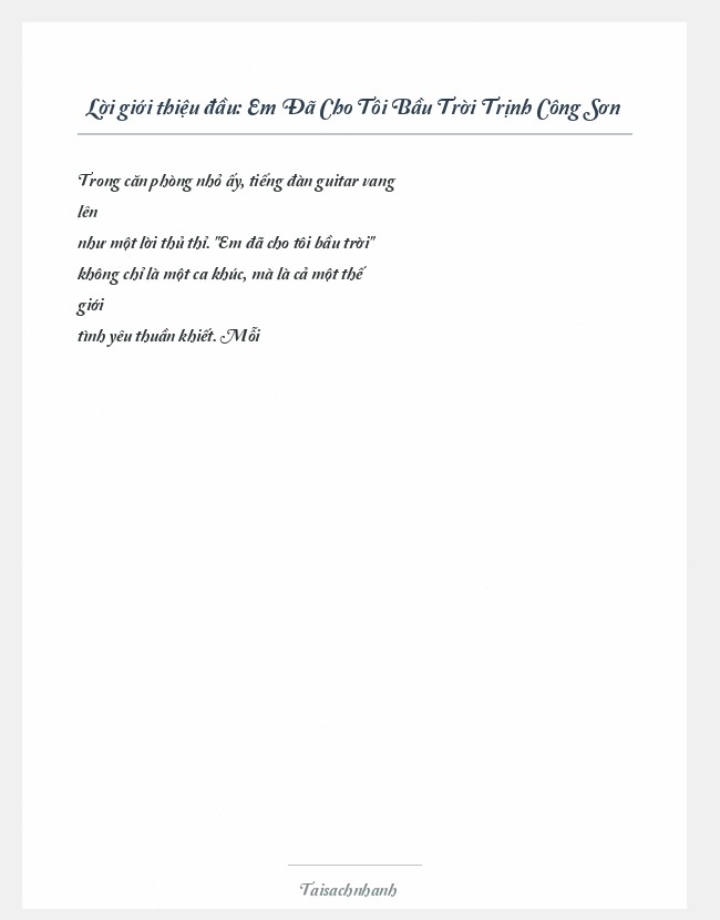 Trích đoạn Em Đã Cho Tôi Bầu Trời Trịnh Công Sơn
