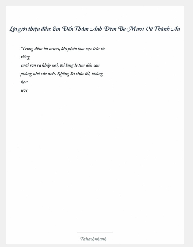 Trích đoạn Em Đến Thăm Anh Đêm Ba Mươi Vũ Thành An