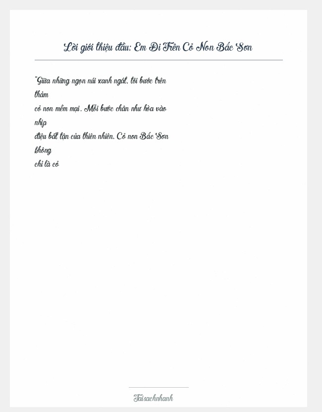 Trích đoạn Em Đi Trên Cỏ Non Bắc Sơn