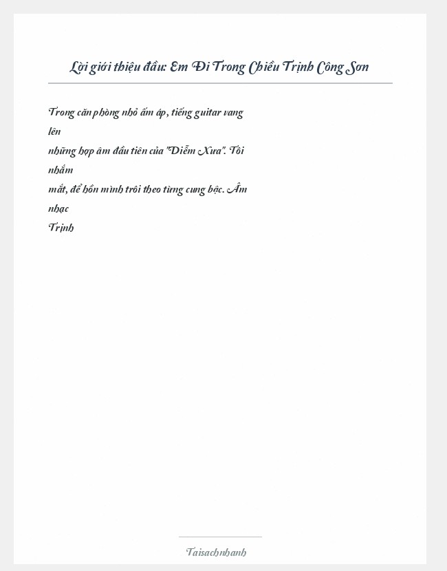 Trích đoạn Em Đi Trong Chiều Trịnh Công Sơn