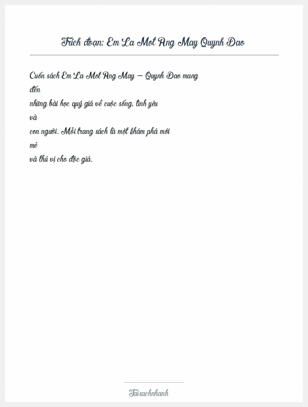 Trích đoạn Em La Mot Ang May Quynh Dao