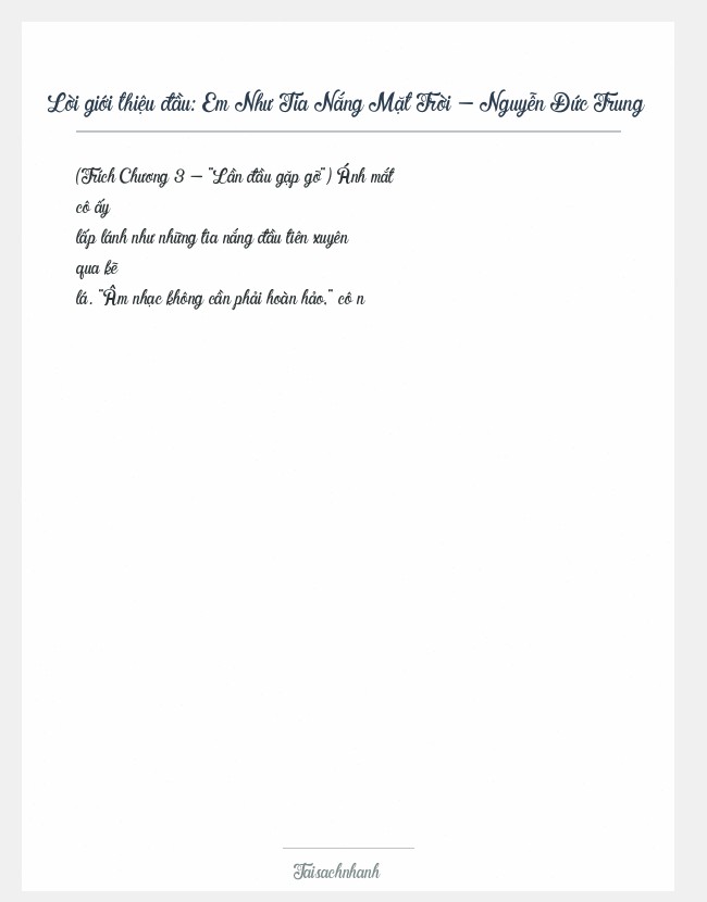 Trích đoạn Em Như Tia Nắng Mặt Trời - Nguyễn Đức Trung