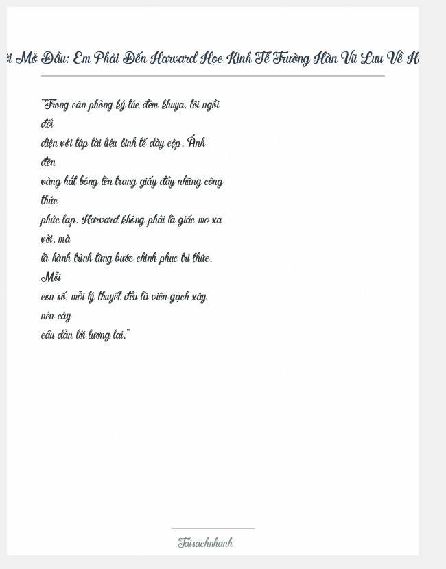 Trích đoạn Em Phải Đến Harvard Học Kinh Tế Trường Hàn Vũ Lưu Về Hoa