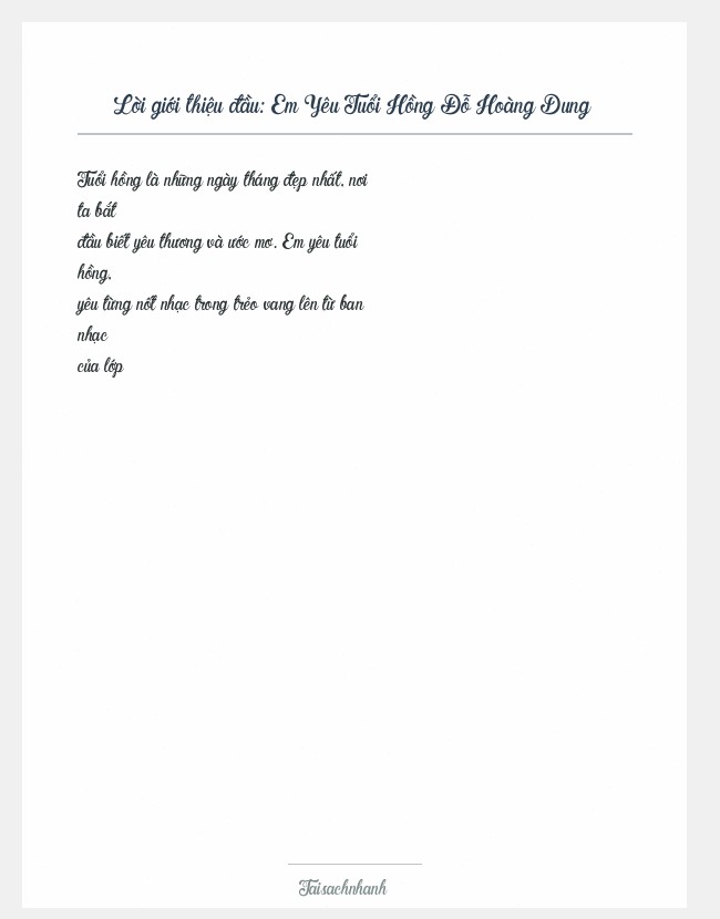 Trích đoạn Em Yêu Tuổi Hồng Đỗ Hoàng Dung