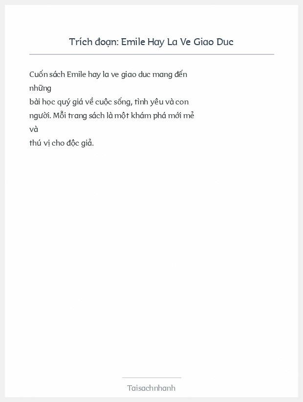 Trích đoạn Emile Hay La Ve Giao Duc