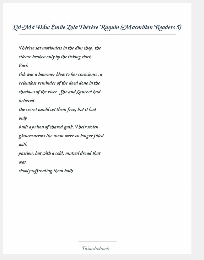 Trích đoạn Émile Zola Thérèse Raquin (Macmillan Readers 5)