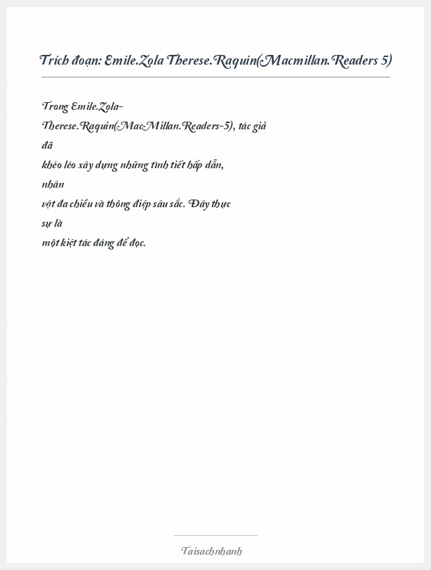 Trích đoạn Emile.Zola Therese.Raquin(Macmillan.Readers 5)