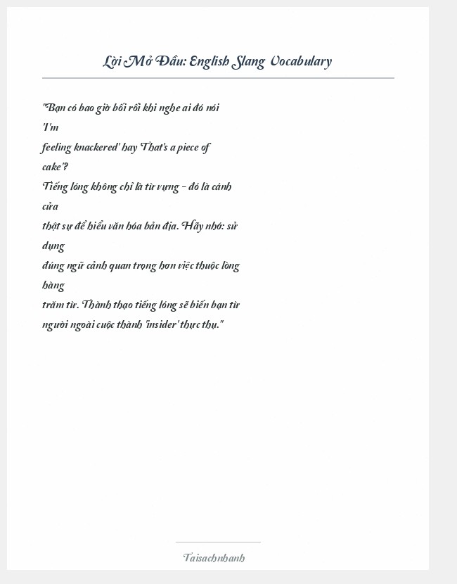 Trích đoạn English Slang Vocabulary