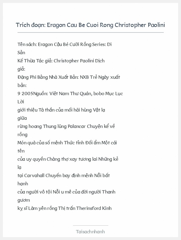 Trích đoạn Eragon Cau Be Cuoi Rong Christopher Paolini