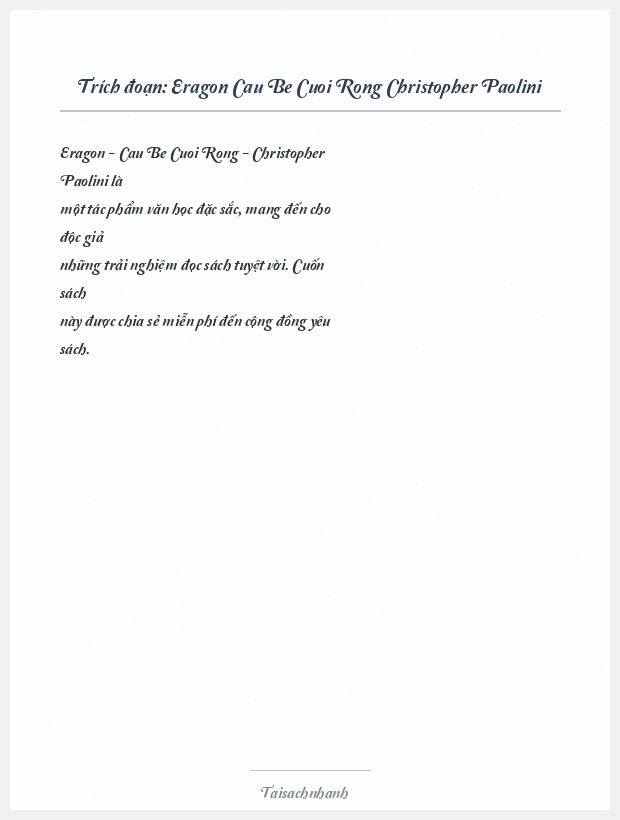 Trích đoạn Eragon Cau Be Cuoi Rong Christopher Paolini